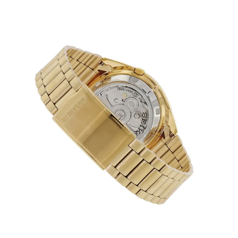 Seiko 5 Grid Dial Automatic Gold-tone Men's Watch- SNXL72k